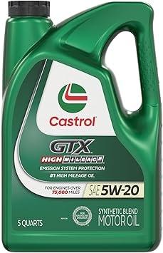 Castrol GTX High Mileage 5W-20 Synthetic Blend Motor Oil 5 Quarts