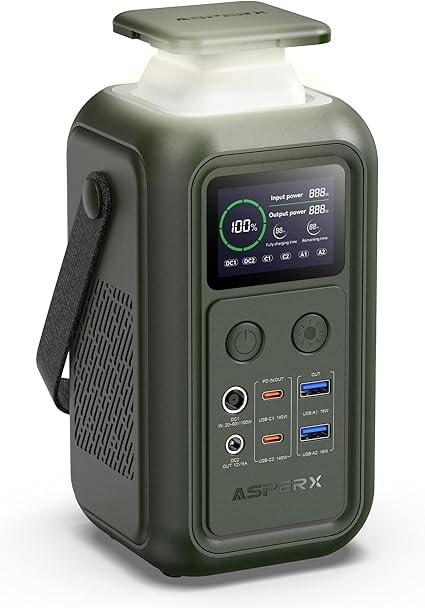 AsperX 192Wh Portable Power Station with 140W USB-C