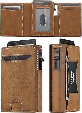 Medrega Men's Slim RFID Trifold Leather Wallet
