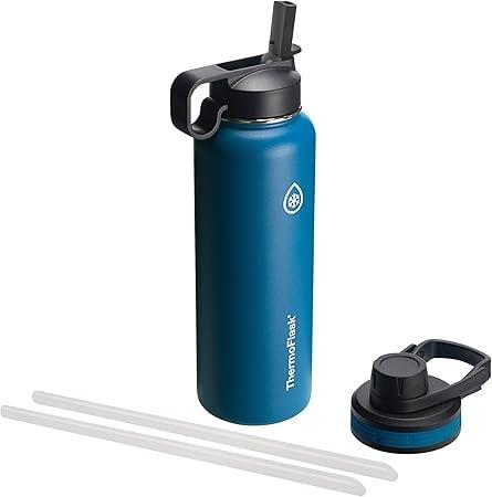 ThermoFlask 40-Oz Insulated Water Bottle with Chug & Straw Lids