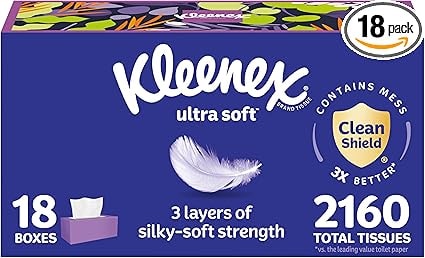 Kleenex Ultra Soft Facial Tissues, 18 Boxes