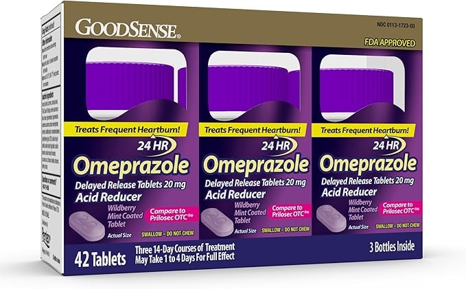 GoodSense Omeprazole 20mg Acid Reducer Tablets, 42 Count