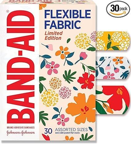 Band-Aid Flexible Fabric Adhesive Bandages, Wildflower Design