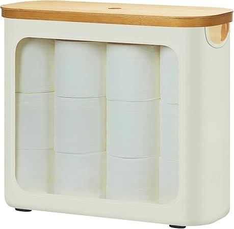 Rosos Toilet Paper Storage with Bamboo Lid (Beige)