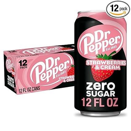 Dr Pepper Zero Strawberries and Cream Soda 12 Pack