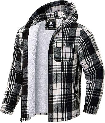 G Gradual Men's Sherpa Lined Flannel Hoodie Jacket