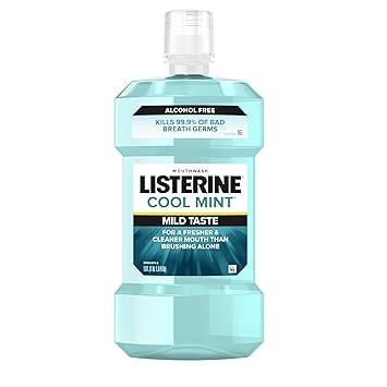 Listerine Zero Alcohol Mouthwash, Cool Mint, 1 Liter