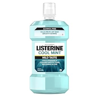 Listerine Zero Alcohol Mouthwash, Cool Mint, 1 Liter