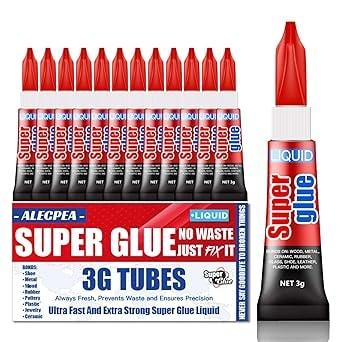 ALECPEA Super Glue Liquid - 12-Count 3g Single Use