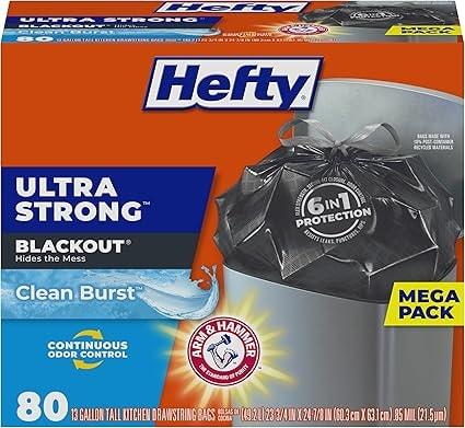 Hefty Ultra Strong 13 Gallon Tall Kitchen Trash Bags, Clean Burst