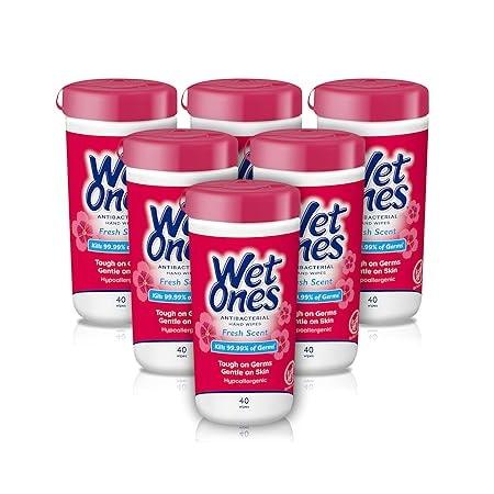 Wet Ones Antibacterial Hand Wipes, Fresh Scent (6 x 40 Count)