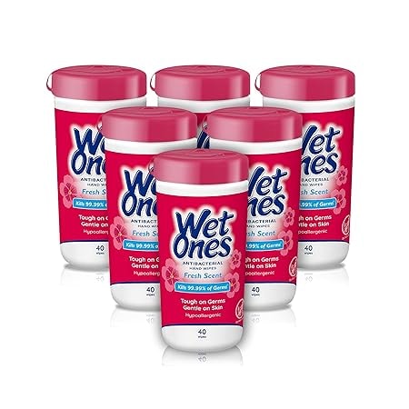Wet Ones Antibacterial Hand Wipes, Fresh Scent (6 x 40 Count)