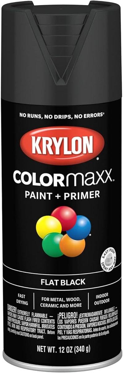 Krylon COLORmaxx Spray Paint and Primer Flat Black 12 Ounce