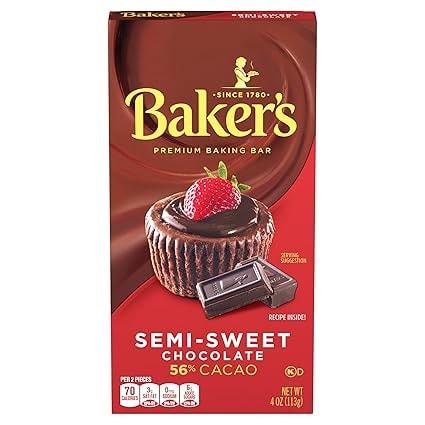 Baker's 4-Oz Semi-Sweet Chocolate Premium Baking Bar