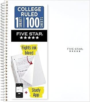 Five Star 1-Subject College Ruled Spiral Notebook