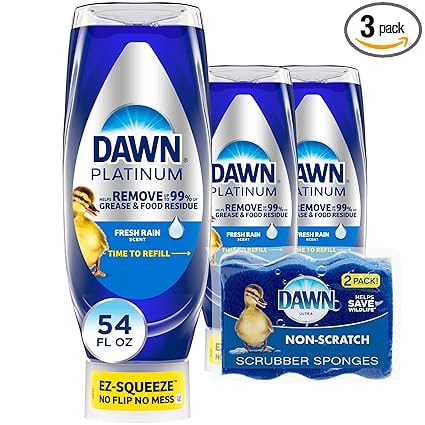 Dawn Platinum Dishwashing Soap 3-Pack with Sponges