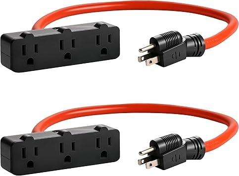 KMC 3-Outlet Power Extension Cord 2-Pack 12AWG