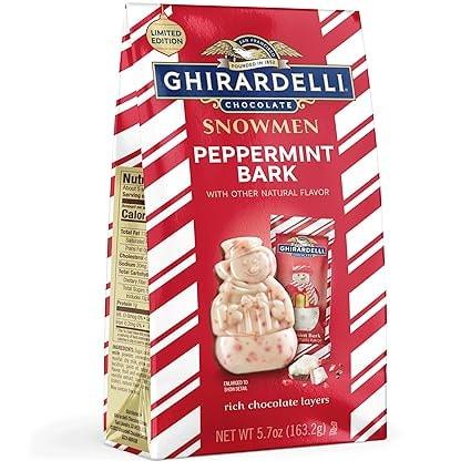 Ghirardelli Peppermint Bark Snowmen Chocolate Candy, 5.7 Oz