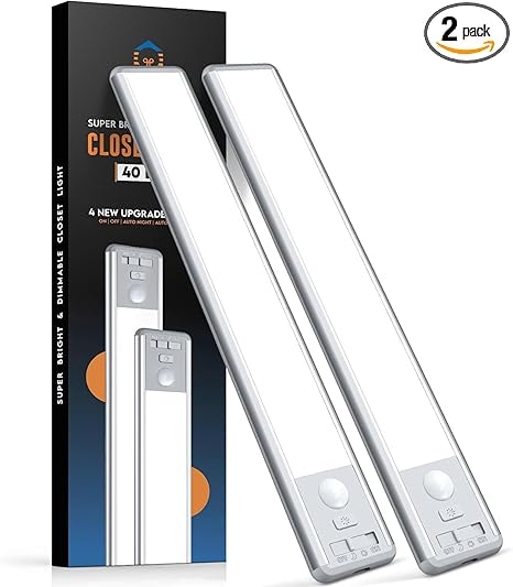 BLS 2-Pack 9.8" Rechargeable Magnetic Motion Sensor Under Cabinet Lights