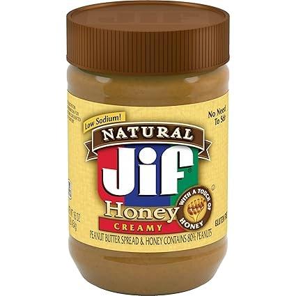 Jif Natural Honey Creamy Peanut Butter Spread, 16 oz - Image 1