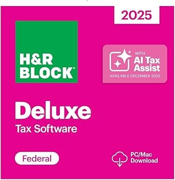 H&R Block Deluxe 2025 Tax Software (PC/Mac)