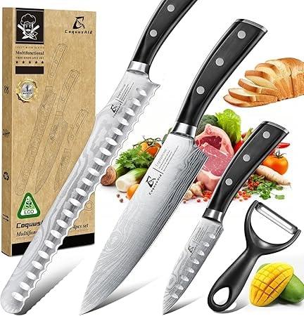 CoquusAid 4-Piece Professional High Carbon Stainless Steel Knife Set