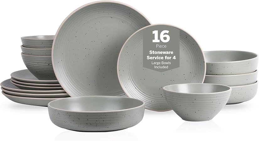 Stone Lain Lauren 16-Piece Stoneware Dinnerware Set (Green)