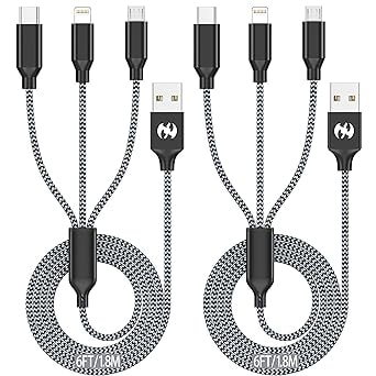 Xnewcable 2-Pack 6' 3-in-1 Multi Fast Charging Cable