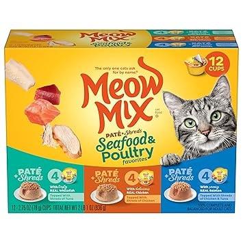Meow Mix Pate and Shreds Wet Cat Food Variety Pack
