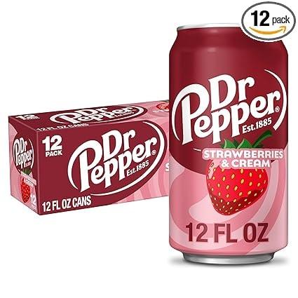 Dr Pepper Strawberries and Cream Soda 12 Ounce Cans