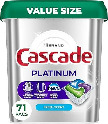 Cascade Platinum Dishwasher Pods, 71-Count, Fresh Scent