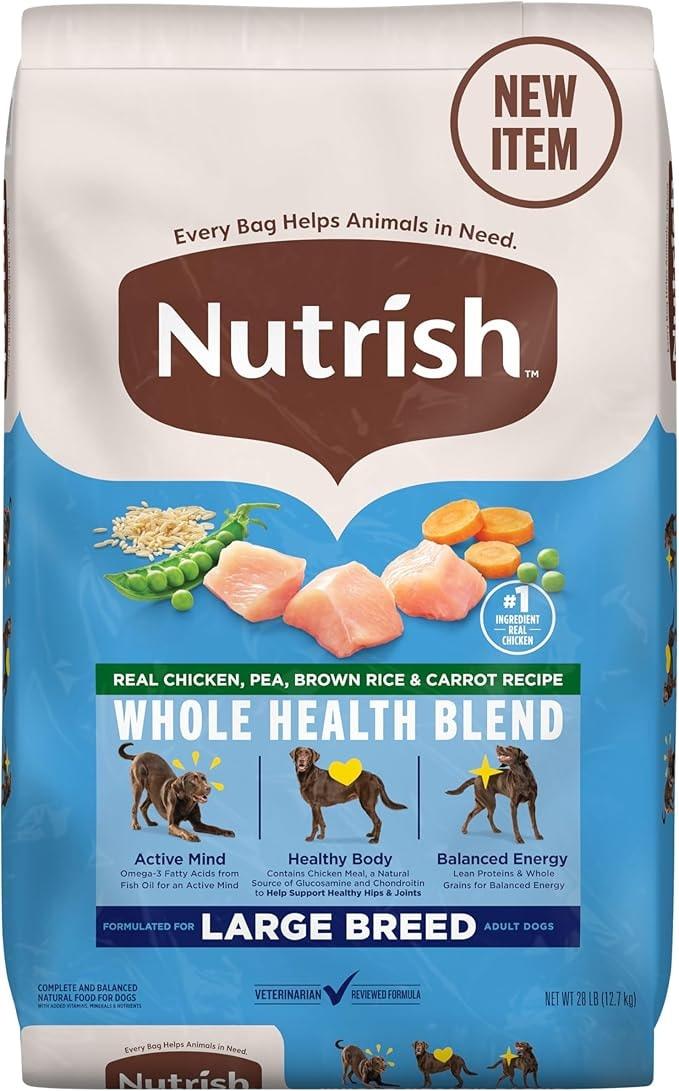 Nutrish Large Breed Real Chicken, Pea, Brown Rice & Carrot Recipe Dry Dog Food
