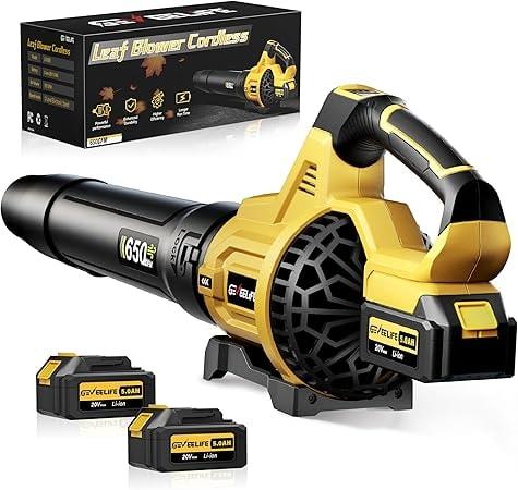 GEVEELIFE Cordless Leaf Blower with 650CFM and Dual 5.0Ah Batteries