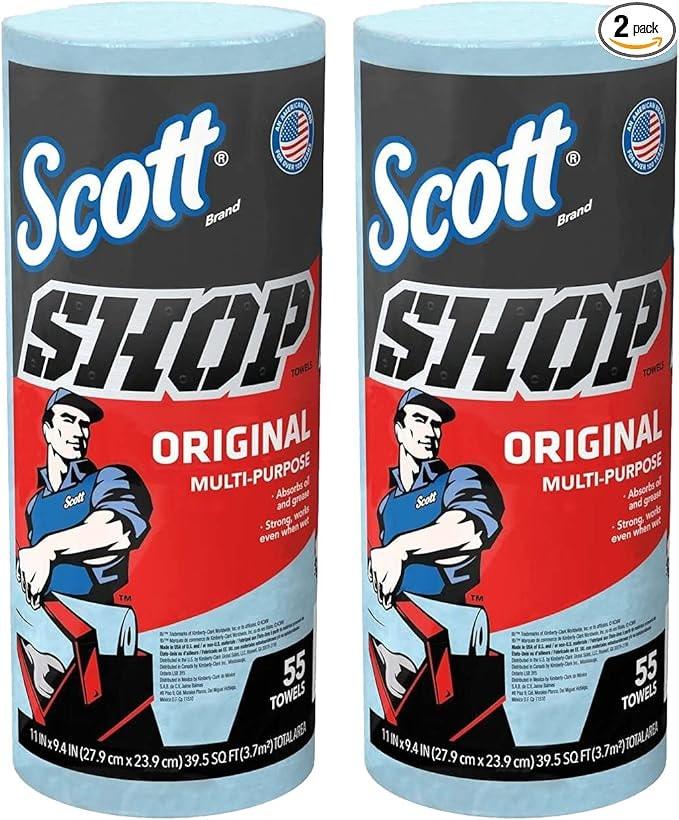 Scott 75130 Single Rolls Blue Shop Towels (2-Pack) - Image 1