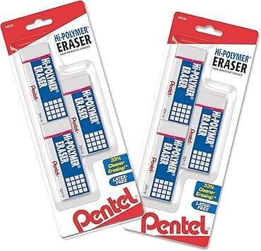 Pentel Hi-Polymer Large Block Eraser - 6 Pack