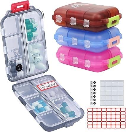 Muchengbao 4-Pack Small Travel Pill Organizer