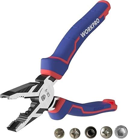 WORKPRO 8" Linesman PRO Screw Extractor Combination Pliers