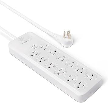 Amazon Basics 12-Outlet Surge Protector Power Strip, 4000 Joules