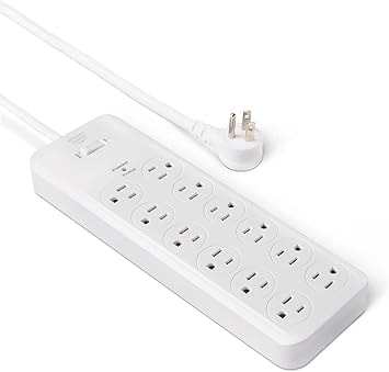 Amazon Basics 12-Outlet Surge Protector Power Strip, 4000 Joules