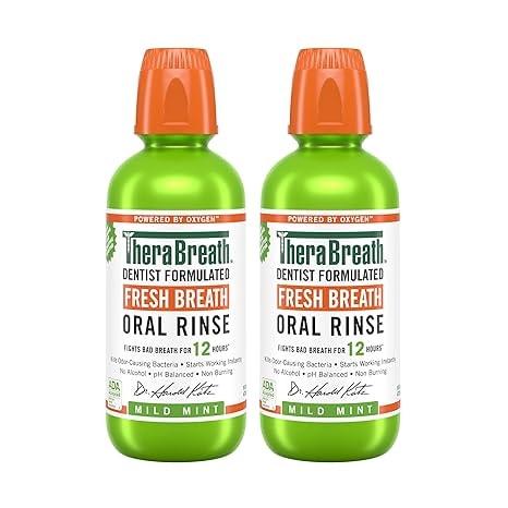 TheraBreath Fresh Breath Mouthwash, Mild Mint, Alcohol-Free
