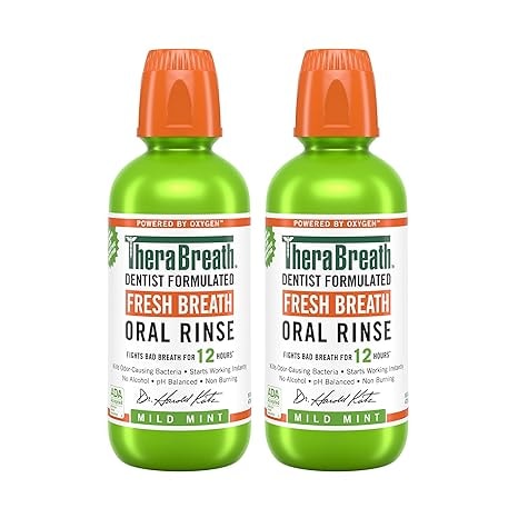 TheraBreath Fresh Breath Mouthwash, Mild Mint, Alcohol-Free